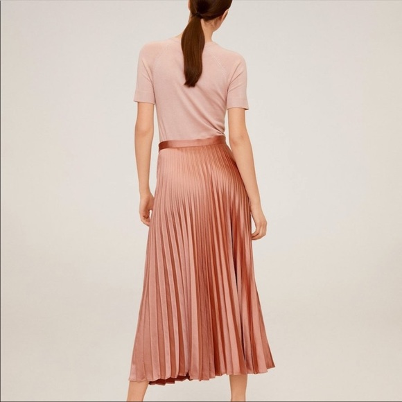 Mango Pleated Pink Midi Skirt maxi long - Picture 2 of 5